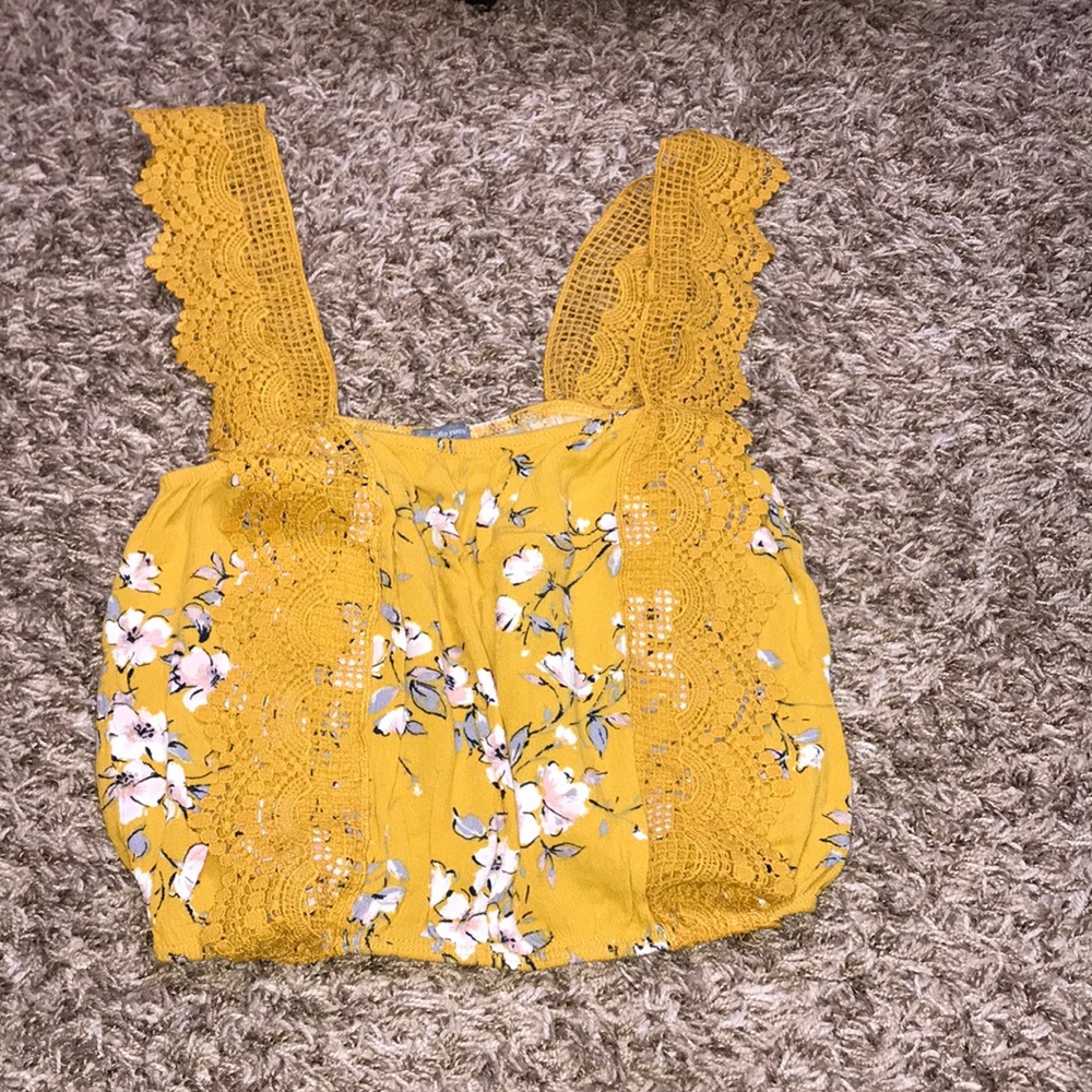 Yellow Floral Crop Top